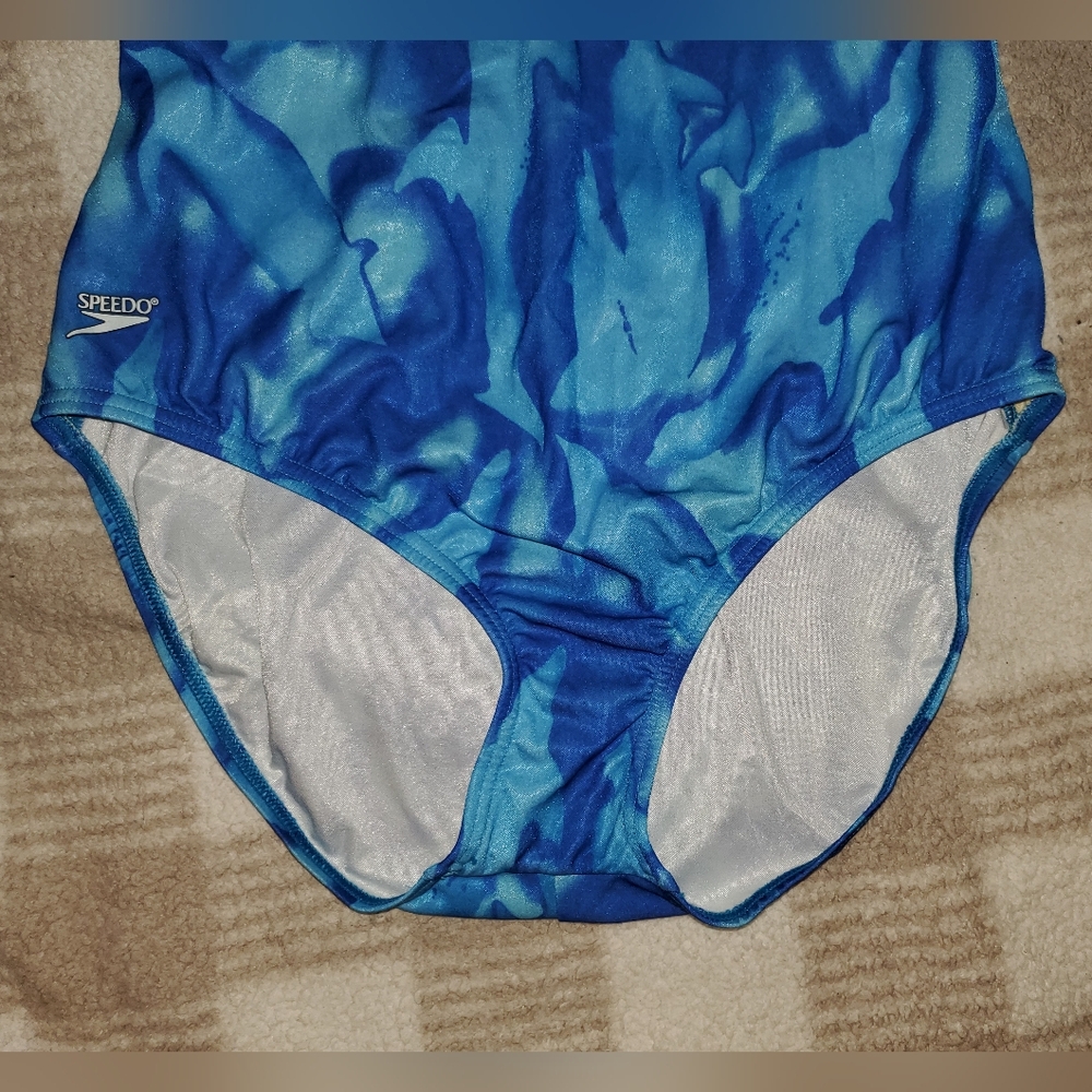 5 for $25 | Vintage Speedo Abstract Blue One Piece Swimsuit - Picture 3 of 16